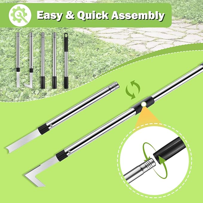 2 Crack Weeder Tool Set, 59" Long Handle Crevice Weeding Tool for Gardening Weed Remover, Manual Crack Weeder Puller, Durable Weeding Tool for Patio Sidewalk Driveway Cracks