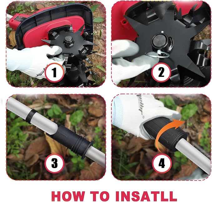 Cordless Tiller Cultivator Compatible with Milwaukee 18V Battery(Tool Only), Electric Garden Tiller w/270 RPM, 48 Steel Tines, 8.7" Tilling Width, 6.3" Depth, Portable Rotary Tiller