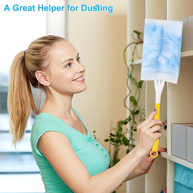 Duster Refill for Cleaning with 2 Handles, Heavy Duty Disposable Duster Kit Unscented Replacement Head Dust Removal Brush for Electronics, Furniture, Blinds, Ceiling Fans, Walls (80pack)