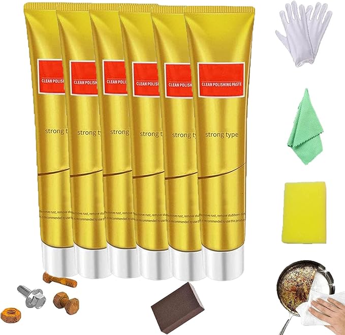 Raturv Metal Polish Cream, Instashine Metal Cream, Metal Polishing Paste, Metal Polishing Kit, Chrome Polish And Rust Remover For Stainless Steel (6pcs)