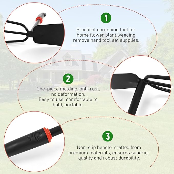 FR Garden Hoe and Weed Puller Rake, Hoe and Cultivator, Hand Tiller for Gardening