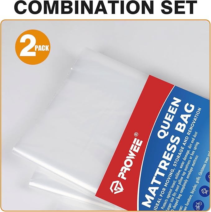 2 PK Twin XL/Twin Mattress Bags for Moving and Storage, Heavy-Duty 4 Mil Clear Plastic Mattress Cover for Moving, Super Thick Mattress Storage Bags