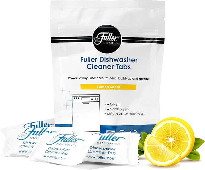 Fuller Dishwasher Cleaner Tabs – Lemon Scent – Eliminates Limescale, Grease & Odors – Septic Safe, Compatible with All Dishwasher Types – (Pack of 4)