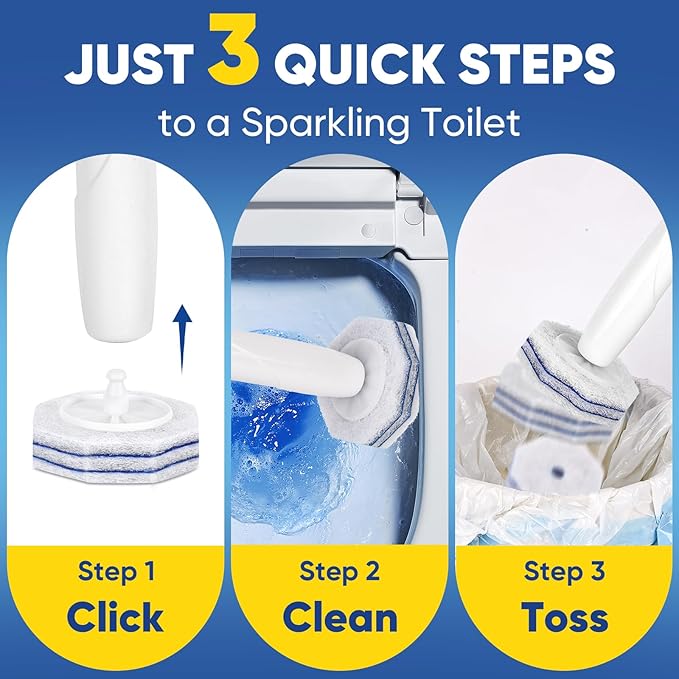 150Ct Aromative Toilet Brush Refills, Toilet Bowl Cleaner Refills, Double-Layer Cleaning Pads Added, Disposable Refill Heads for Toilet Bowl Cleaner Wands, Bulk （Patented）