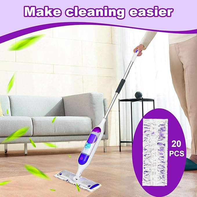 20 Count Disposable Power mop Pads Compatible with Swiffer Power mop Refills and Wood PowerMop, Multi-Surface swiffer Wet Pads Refills Replacement Use for Floor Cleaning