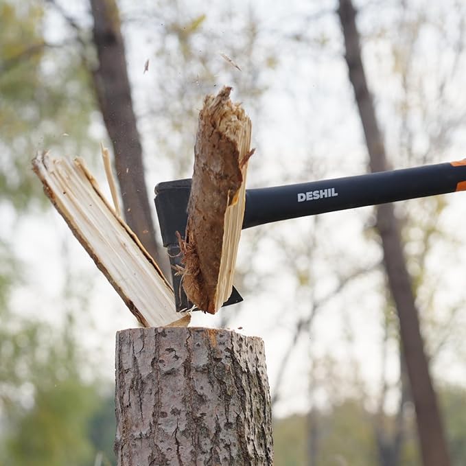 X25 Wood Splitting Axe, 28” Camping Outdoor Hatchet for Wood Splitting and Kindling, Forged Carbon Steel Heat Treated Hand Maul Tool, Nylon Hollow Handle Shock Reduction Handle
