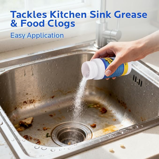 Sink Drain Cleaner Powder, Drain Clog Remover for Kitchen Bathroom Tubs and Showers (4 pcs)