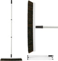 Slim Upright Horsehair Broom 18" – Narrow Thin Dust Broom for Hardwood Floors, Soft Bristles for Dog Hair – Swivel Head with 48" 3-Part Handle – Home & Kitchen Use