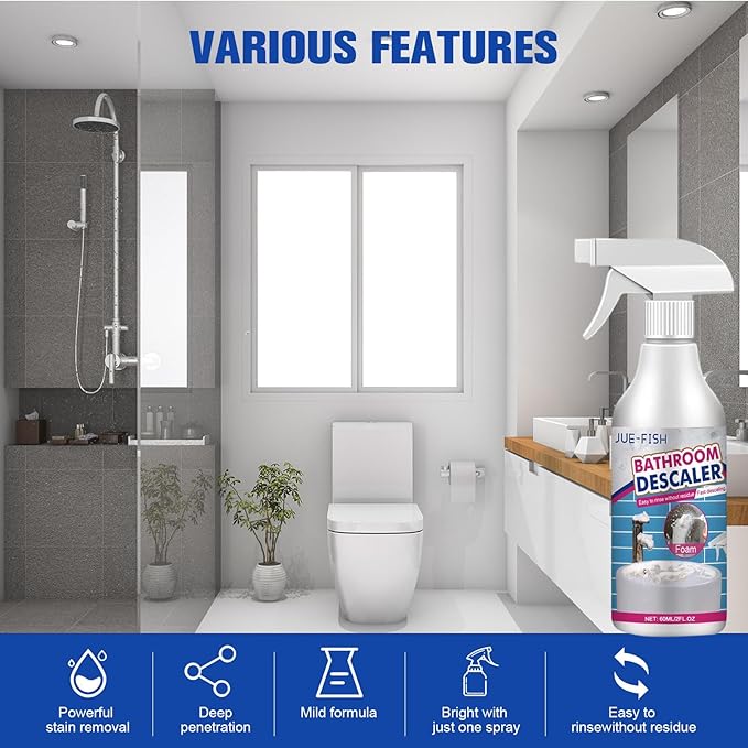 2Pcs Stubborn Stains Cleaner,Limescale Cleaner,Bathroom Foam Cleaner Spray,Bathroom Descaler Cleaner,All-Purpose Bathrooms Descaler Foam Spray