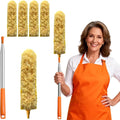 100 Inch Extended Handle Duster Heavy Duty Dusting 360° Duster Refills Kit, Microfibers Multi-Surface Dusters. Efficient Duster Kit for Cleaning Pet Hair, Home, Office, Blinds, Furniture (Orange)