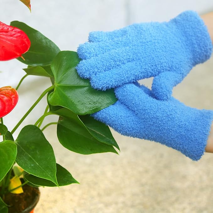 Evridwear Microfiber Plant Dusting Gloves Reusable Leaf Cleaning Glove for Houseplants,Blinds,Furniture and Small Objects
