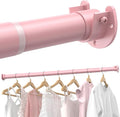 Supforce Closet Rods for Hanging Clothes, 17 to 28 Inches Stepless Adjustable Metal Closet Rod, 1.3 Inches Heavy Duty Clothes Hanging Rod for Closet Wardrobes Laundry RV, Pink