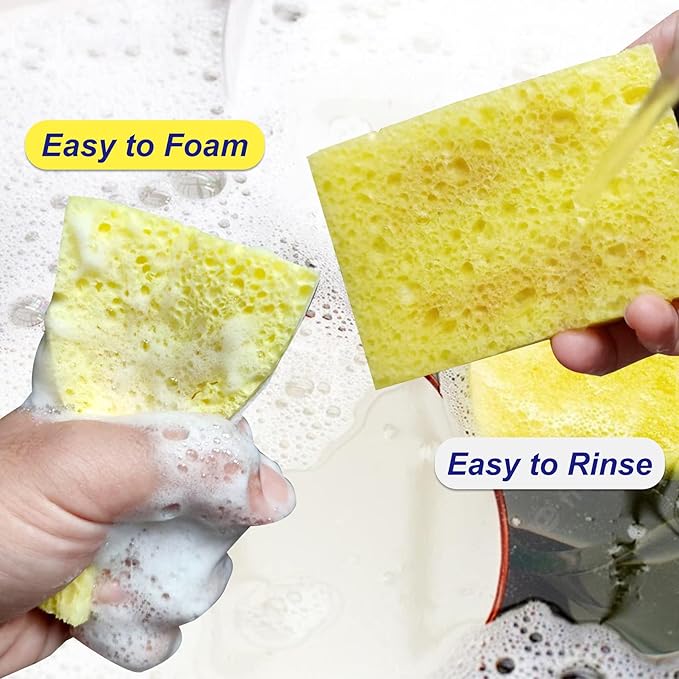 CELOX Lemon Printed Dual Sided Scrub Dish Sponges, Non Scratch Sponge for Kitchen Cleaning, 4.5" x 2.8" x 0.8" (6)