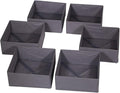 DIOMMELL 6 Pack Foldable Cloth Storage Box Closet Dresser Drawer Organizer Divider Fabric Baskets Bins Containers for Clothes Underwear Bras Socks Lingerie Clothing, Dark Grey 600