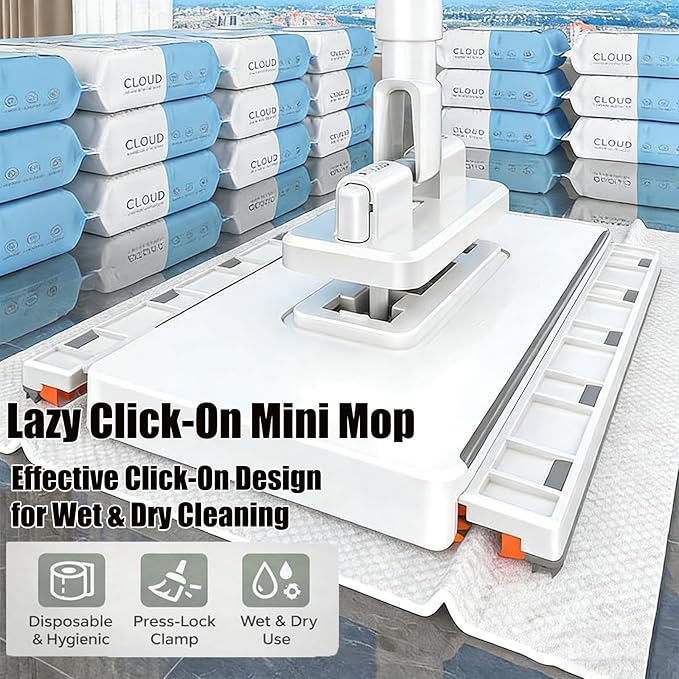 Snap Grip Mini Mop, Clever Zero Touch Cloth Changing Mini Mops, 39 Inch Retractable Gap Dust Cleaner Lazy Mops with Locking Head & Sweeping Cloths for Multi Cleaning