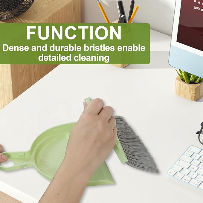 6PCS Small Dustpan and Brush Set, Mini Dust Pan and Brush, Hand Broom and Dustpan Set, for Cat Litter, Kitchen, Tables, Countertops, Cars, etc.