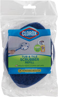 Clorox Extendable Tub & Tile Scrubber Refill, Diamond-Shaped Head Replacement Scrubber Pad, Blue