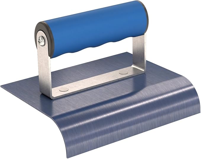 Bon Blue Steel Edger 6 in. x 4 in. Concrete Finishing Tool 1 in. Radius 1 1/8 in. Lip Comfort Grip Handle Flexible Blade