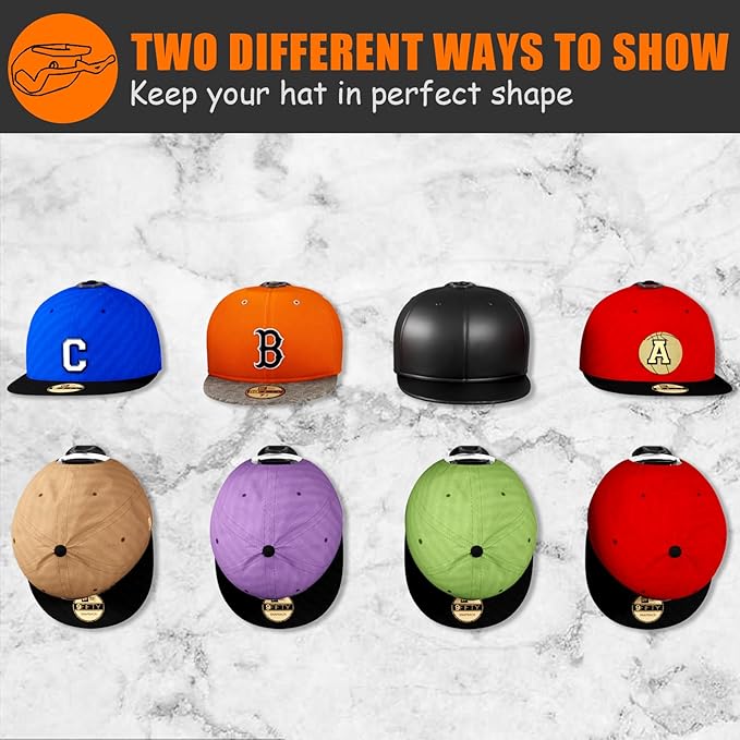 Niunuerga 16 Pack Adhesive Hat Hooks for Wall, Strong Hat Rack for Baseball Caps, Hat Organizer Display for Home Decor, Hat Hold Hanger for Wall, Door, Closet, No Drilling - USA Patented (Black)
