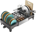 Large Expandable Dish Drying Rack, Dish Racks for Kitchen Counter, Space Saving & Rust Resistant Dish Drainer with Removable Drainboard & Utensil Holder, Adjustable Length 16.4 to 24.4 Inches
