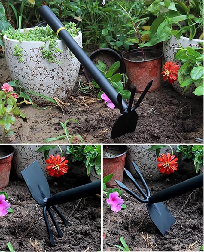 Hoe and Cultivator, Hoe Garden Tool, Hand Hoe Cultivator Garden Tool, Thickened Manganese Steel, Garden Hoe for Weeding, Planting, Loosening Soil, Digging，No Assembly Required