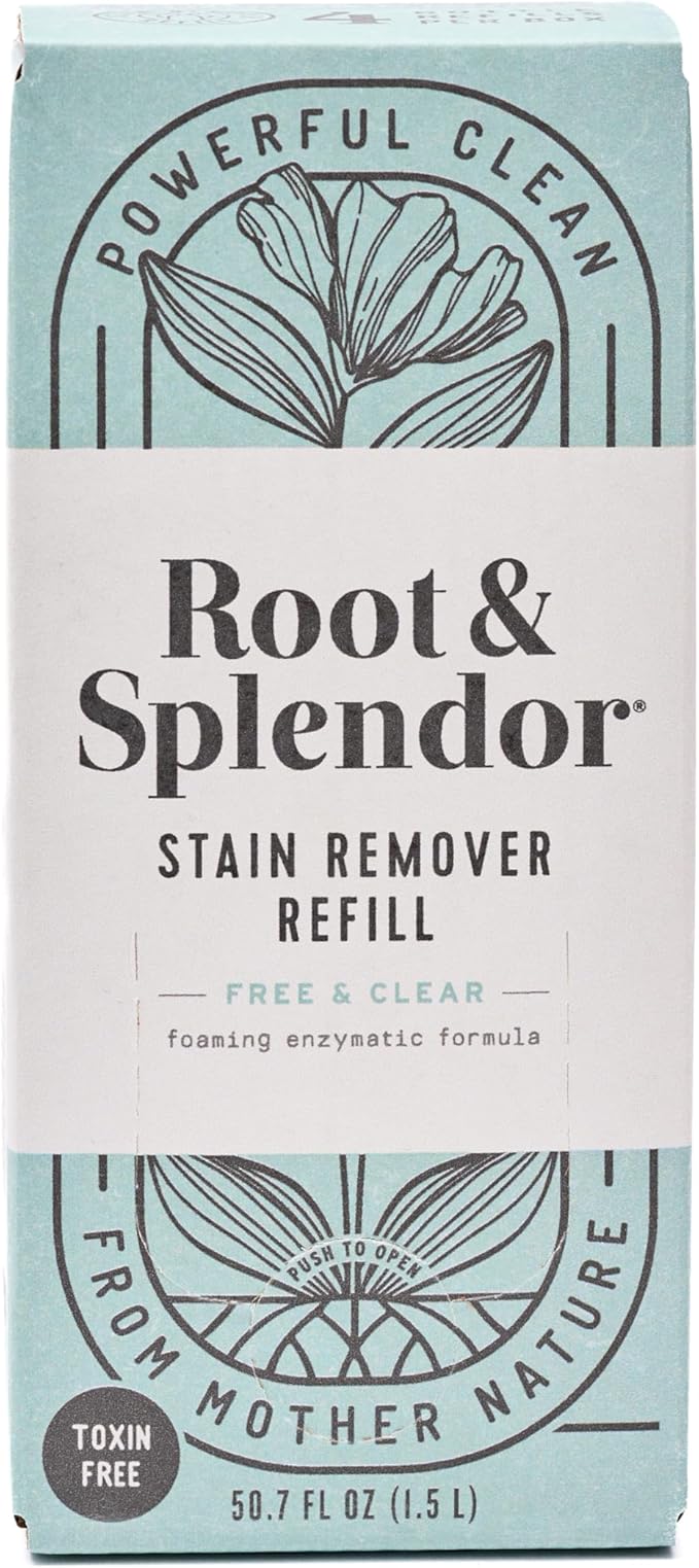 Root & Splendor Non Toxic Stain Remover Refill - Natural Stain Remover for Laundry | Eco Friendly, Plant Based, EWG Verified, Unscented, 1.5 Liter