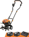 LawnMaster Brushless 48V MAX Cordless Tiller Cultivator with 2X MAX 24V 4.0ah Battery& 1x MX24V Dual Port Charger, 4X Blade, 14.5In Width & 9In Depth-CLTE4814