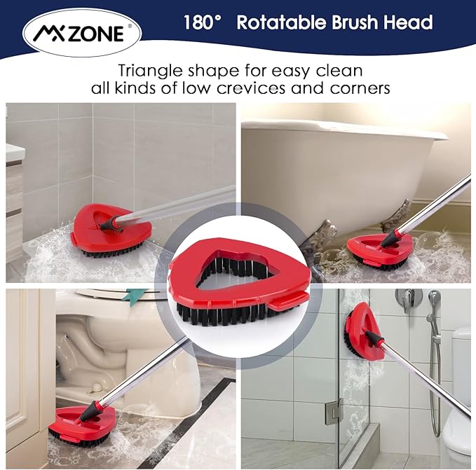 Spin Mop Scrub Brush Head Compatible with O Cedar EasyWring 1 Tank System, Shower Floor Scrubber Mop Head Replacement, Hard Bristle Cleaning Brush for Kitchen Tile, Not Fit RinseClean, 2 Pack