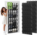 Unjumbly Over the Door Shoe Organizer with 40 Large Breathable Mesh Pockets, Space Saving Shoe Holder, Hanging Shoe Rack for Entryway Bedroom Closet Storage (Black, 80 Pockets)