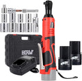 3/8" 16.8V Electric Ratchet,Cordless Ratchet Tool Kit,40 Ft-lbs,280 RPM,Equipped with 2 Packs 2000mAh Lithium-Ion Battery And Charger,Electric Wrench with Toolbo