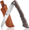 7" Professional Folding Hand Saw - SK5 High Carbon Steel Blade, Ergonomic Wenge Wood Handle, Leather Sheath | Survival Saw for Camping, Bushcraft, Pruning & Tree Trimming with Secure Lock
