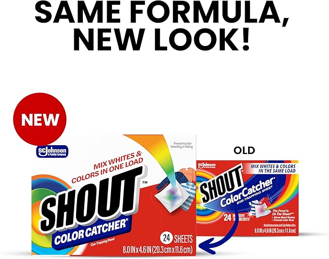 Shout Color Catcher Sheets for Laundry, Allow Mixed Washes, Prevent Color Runs and Maintain Original Clothing, 24 Count (Pack of 1)