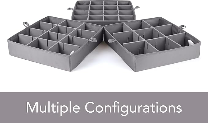 Covermates Keepsakes - Adjustable Zip-Top Storage Box - Configurable FlexGrid Compartments - Heavy Duty Polyester- Reinforced Handles - Stackable Design - Indoor Storage, Brown Heather