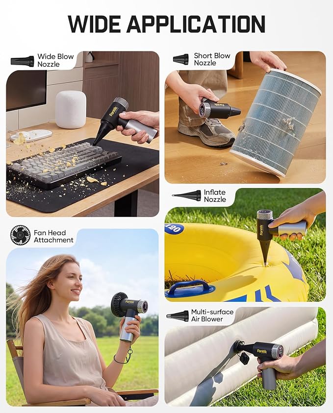 Fanttik Gust B11 Mix 2-in-1 Electric Air Duster & Fan, Dust Blower, 110000RPM Brushless Motor, Compressed Air Duster, 100 Stepless Gears, One-tap Booster, Electric Duster for PC, Electronics, Outdoor