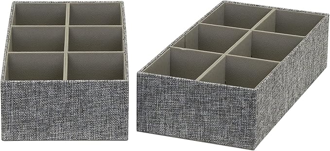 Household Essentials 3 Piece Drawer Organizers Starter Set, Customizable Inserts, Large Tray and 2 Small Trays, Graphite