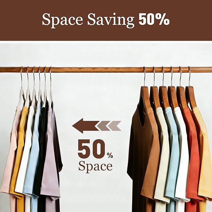 Velvet Hangers 50 Pack, Slim Non-Slip Clothes Hangers Space-Saving for Closet, Heavy Duty for Pants, Coats, Skirts, Jeans, Sweaters and More, Nylon-Flocked, Ivory