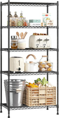 Romorgniz 5-Tier Shelf 1010LBS Storage Shelves Adjustable Wire Shelving Metal Shelving Unit Storage Rack for Kitchen Pantry Closet Laundry School Commercial 59.4" Hx21.5 W x13.6 D