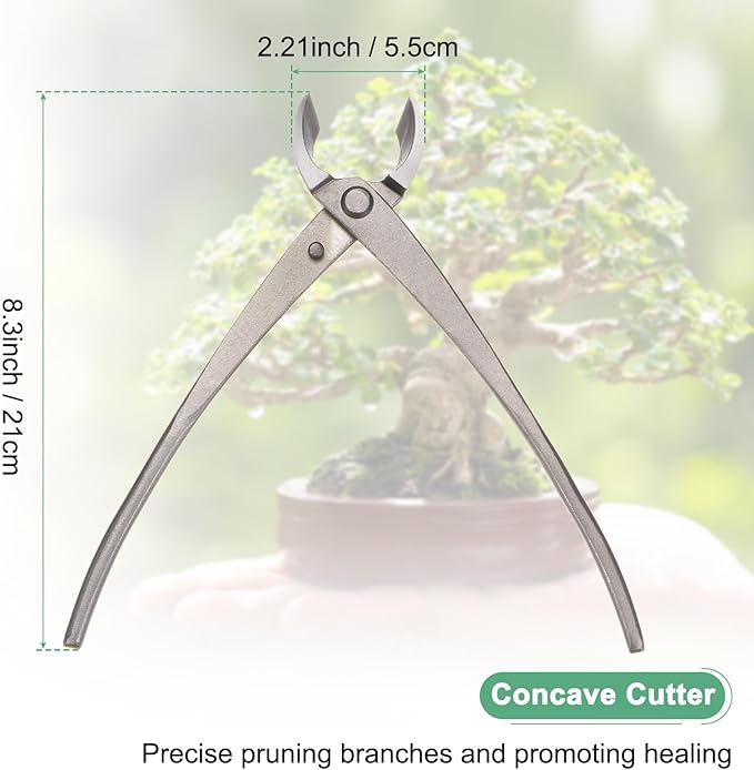 Bonsai Tool - 8.3 Inch High Carbon Steel Concave Cutter, Bonsai Tree Plants Modeling Tools, Applying to Gardening Pruning Knobs/Branches (210mm, Gray)