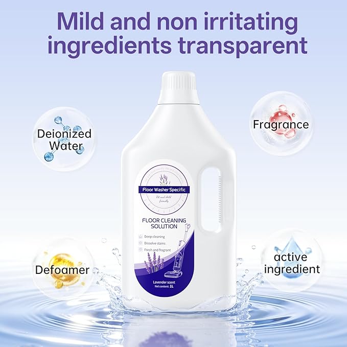 1L Lavender Floor Cleaning Solution Compatible With Tineco/Bissell/Dreame And Shark, Fragrance Deodorization, Deep Cleans for Multiple Hard Floors, Suitable With Cordless Wet/Dry Vacuum