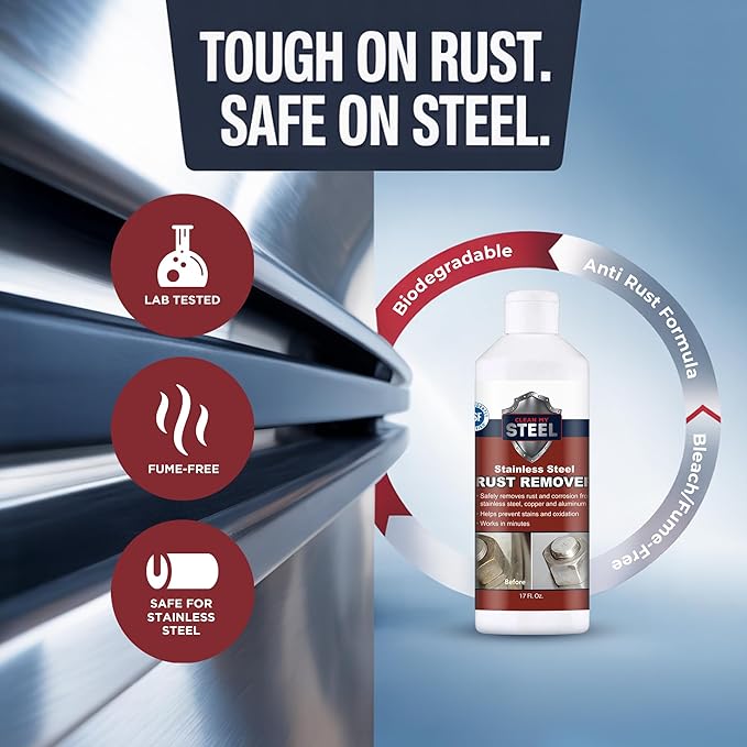 Stainless Steel Rust Remover and Stain Cleaner | NSF Approved | Non-Toxic & Food Safe | Quickly Cleans Commercial Equipment, Appliances, Grills, Sinks, and Tools - 5 liter
