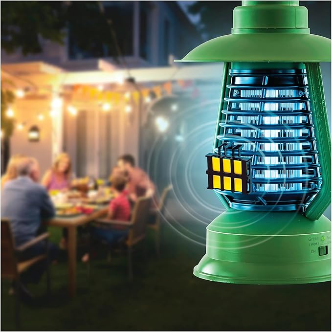 Black Flag 2000v Bug Zapper Lantern | Rechargeable Indoor/Outdoor Fly Zapper | 12-Hour Electric UV Pest Control (Green)