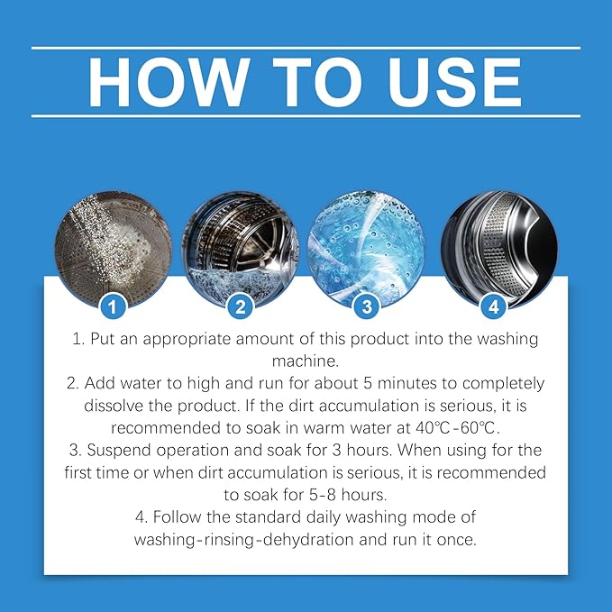 Washing Machine Cleaner Active Oxygen Decontamination Formula, 99.9% Remove stains Elimination,6 bags/ 25g/0.88oz