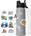 Swigina [2-IN-1 LID] Insulated Water Bottle with Silicone Boot (36hrs Cold/18hrs Hot) - DIY Stickers, Leakproof, BPA Free, 24 oz