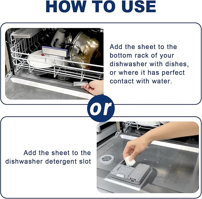 Binbata Eco Dishwasher Detergent Sheets Up To 160 Loads, Unscented Plastic Free Dishwashing Soap Strips With High Efficient Solid Enzyme, Leaving Dishes Sparkling Clean