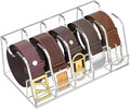NIUBEE Belt Organizer - Acrylic Belt Storage Holder with 5 Compartments and Display Stand
