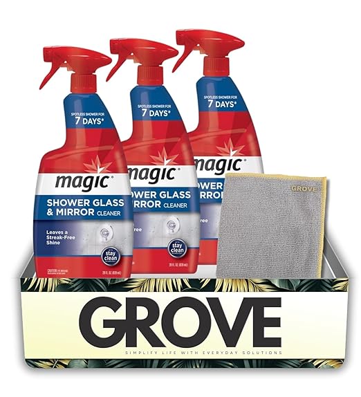 3x Magic Sprayway Glass Cleaner 28 oz Spray Bundle with Microfiber Towel – Removes Hard Water, Soap Scum, and Leaves Streak-Free Shine – Gift Set (4 Items)