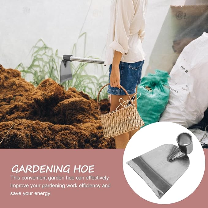 POPETPOP Stainless Steel Garden Hoe Head for Digging and Weeding Durable Handheld Garden Hoe Tool for Soil Loosening and Vegetable Planting Compact 6.1In Digger