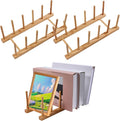 GLOBLELAND 3 Pack 5 Slot Wooden Plate Holders for Displaying Vertical Wooden Puzzle Display Stand Puzzle Storage Organizer Shelf Wood Display Stand for Adults Books Crafts