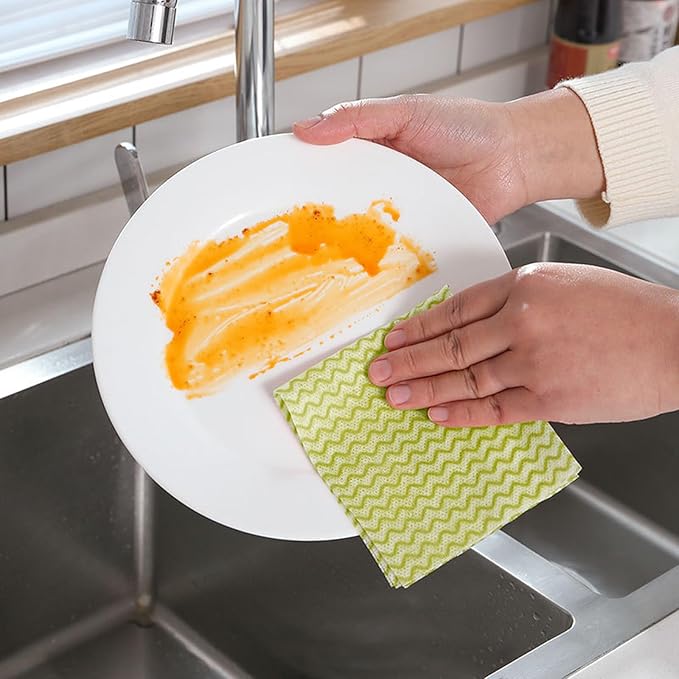 Disposable Dish Cloths Disposable Cleaning Towels, Reusable Wipes Absorbent Quick-Dry Kitchen Wipes, 50 Sheets