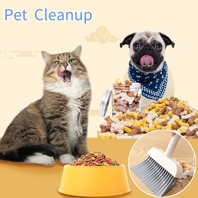 Mini Broom and Dustpan Set - Compact Cleaning Kit for Home, Car, Camping, Pet Hair, Small Spaces & Travel | Durable Hand Broom Dustpan Combo | Portable Desk Set with Brush and Hook